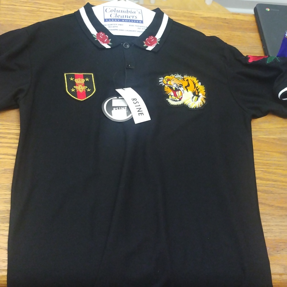 Rs1ne black collared shirt for men size large